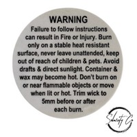 Soy Wax Warning Labels - 3cm Pack of 50