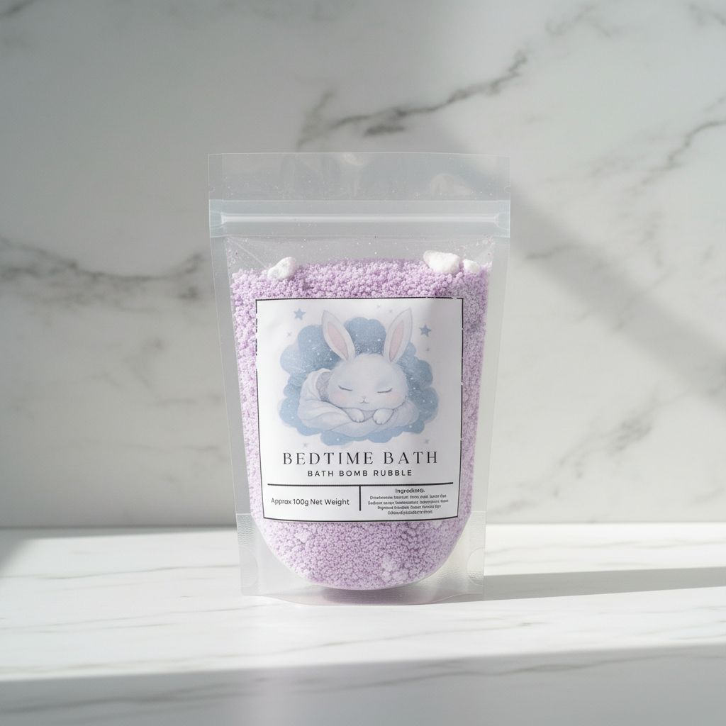 Bedtime Bath pouch with preserved contents