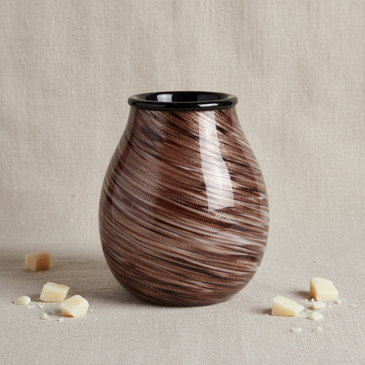 Dark Swirl Glass Bowl - Linen