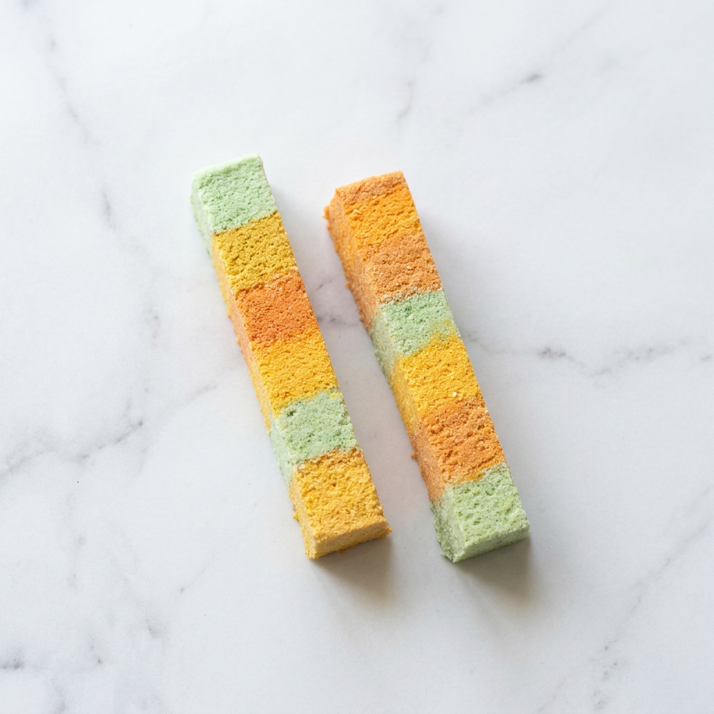 Green, orange and yellow bath bars with distinct colour sections