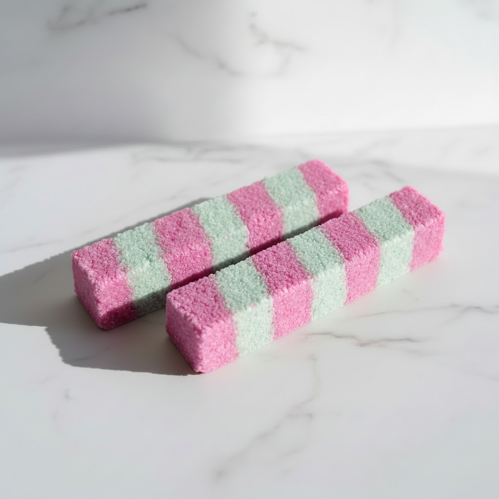 Pink and pale green layered bath bars
