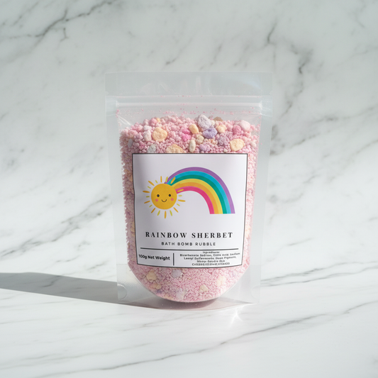 Rainbow Sherbet pouch with preserved contents