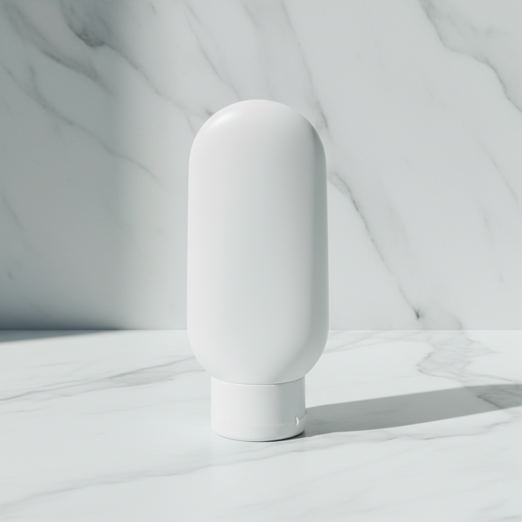 Rounded bottle on a Solarity Co marble background