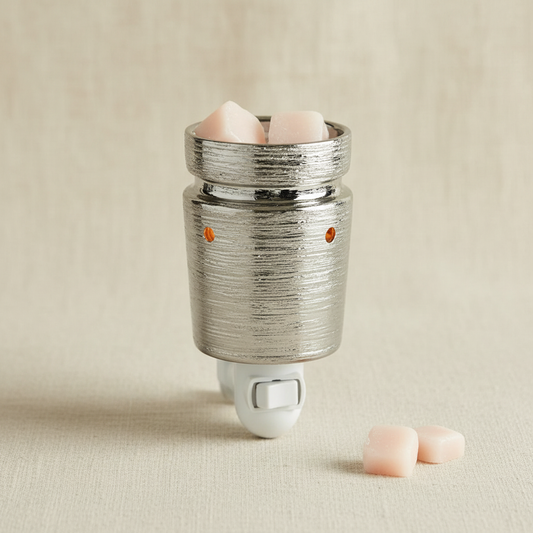 Silver Ribbed Plug-In Warmer - Linen