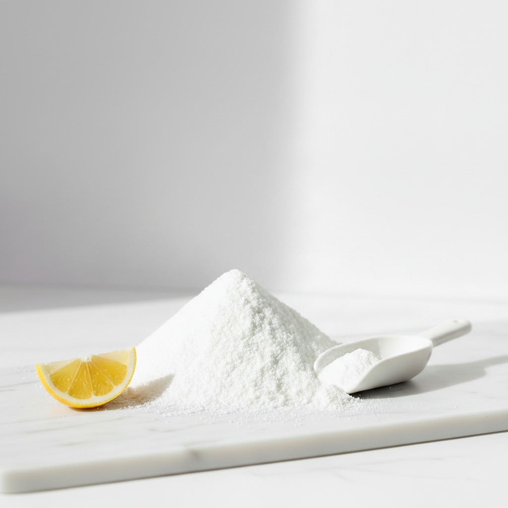 Square citric acid product photo with lemon