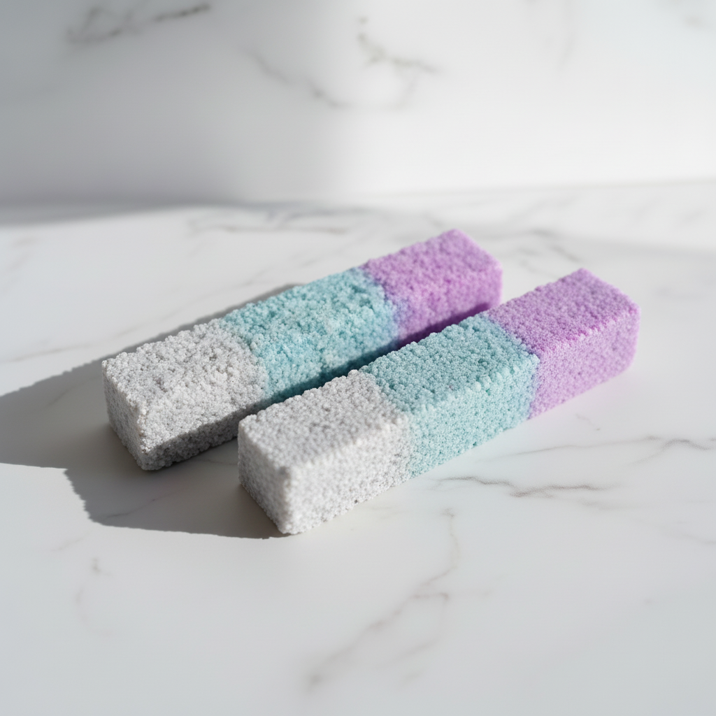 White blue and purple layered bath bars