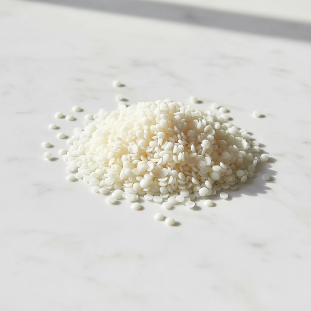 White wax pellets on marble